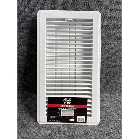 Register Floor Vent Cover Altus White Steel 6x12 Inch HVAC - Picture 1 of 5